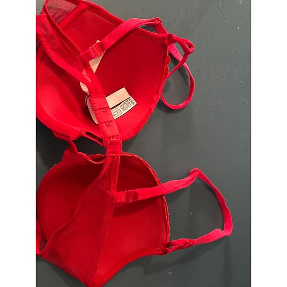 Victorias Secret 34C Red Lace Push-Up Bra Cocquette - Picture 8 of 9